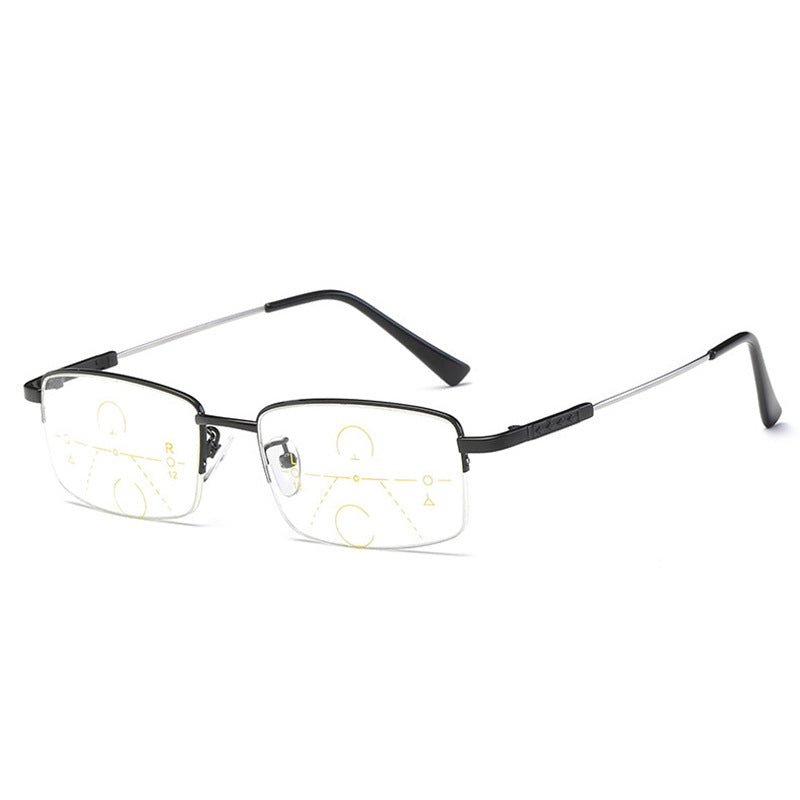 Titanium progressive far and near dual-use reading glasses